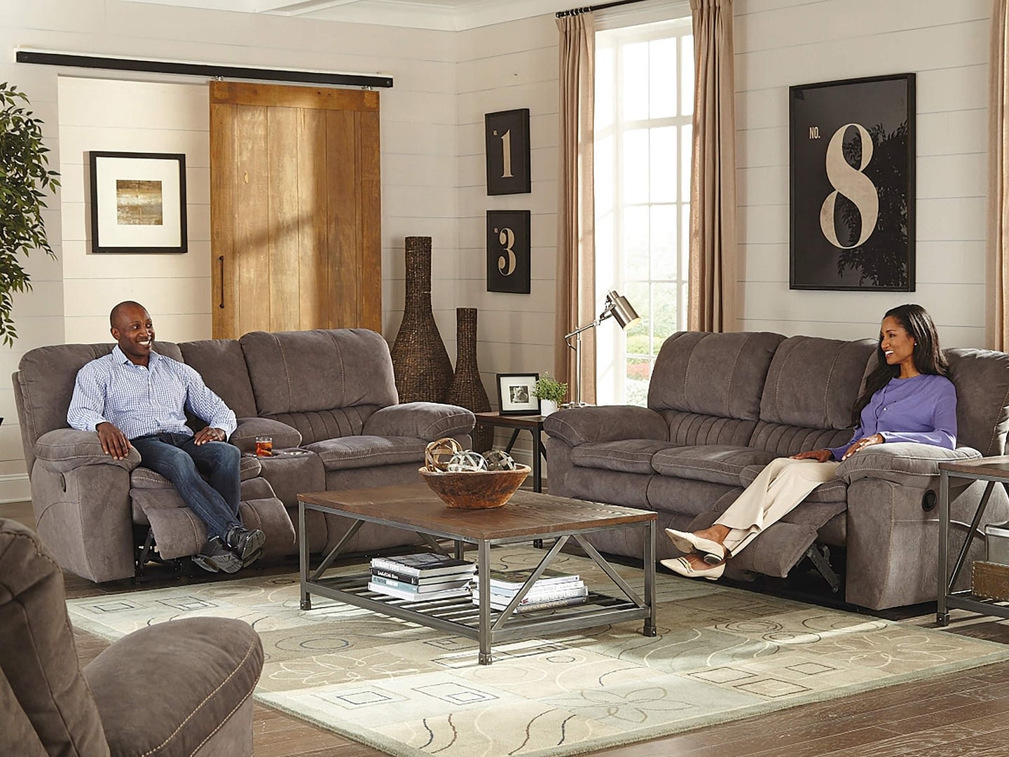 ZOLA Reclining Sofa & Love-seat with Console - Open