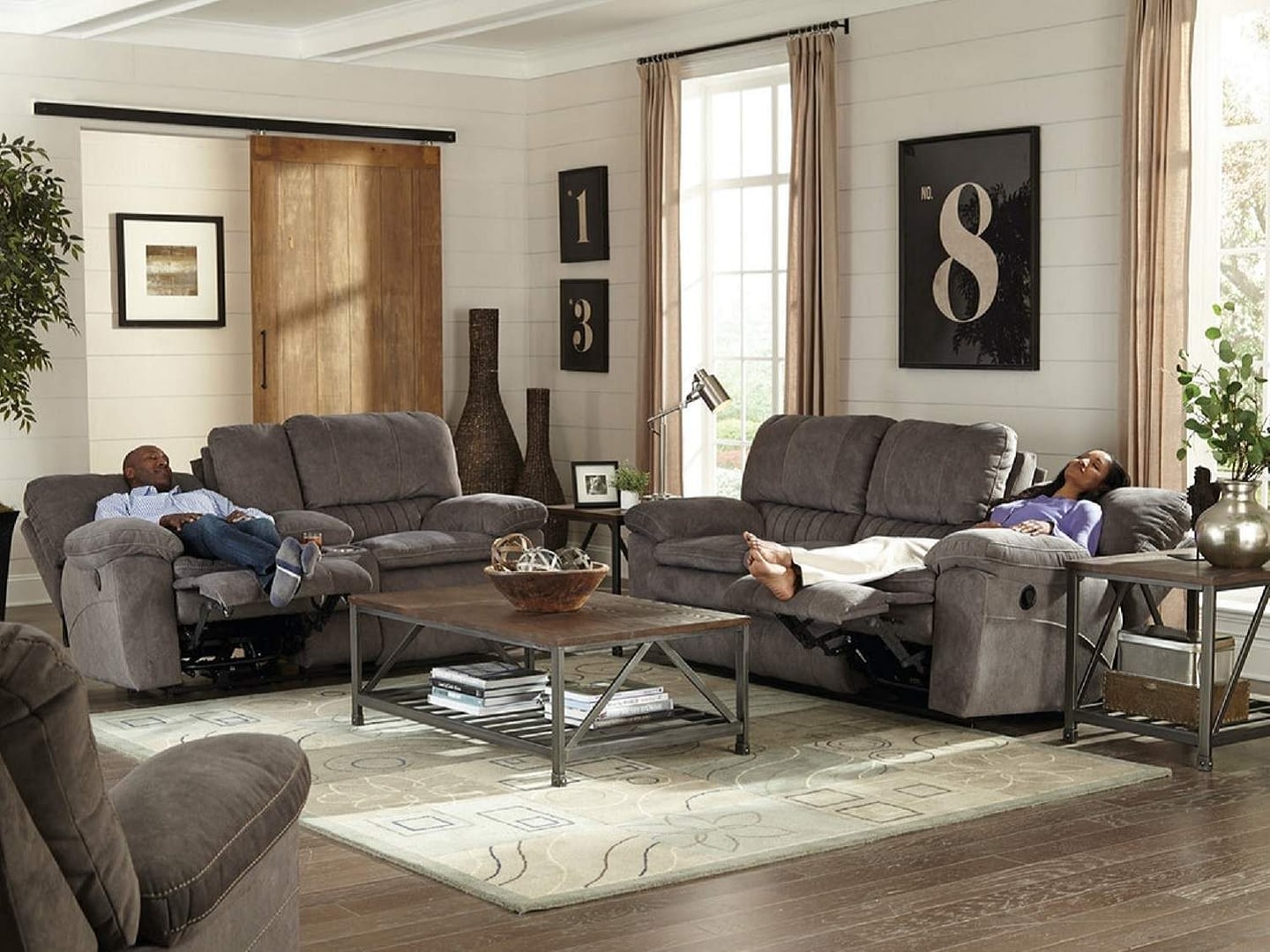 ZOLA Reclining Sofa & Love-seat with Console - Reclined