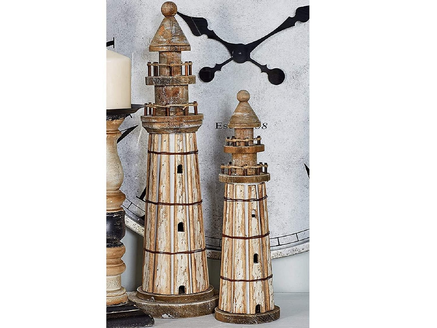 Wooden Lighthouse Set of 2