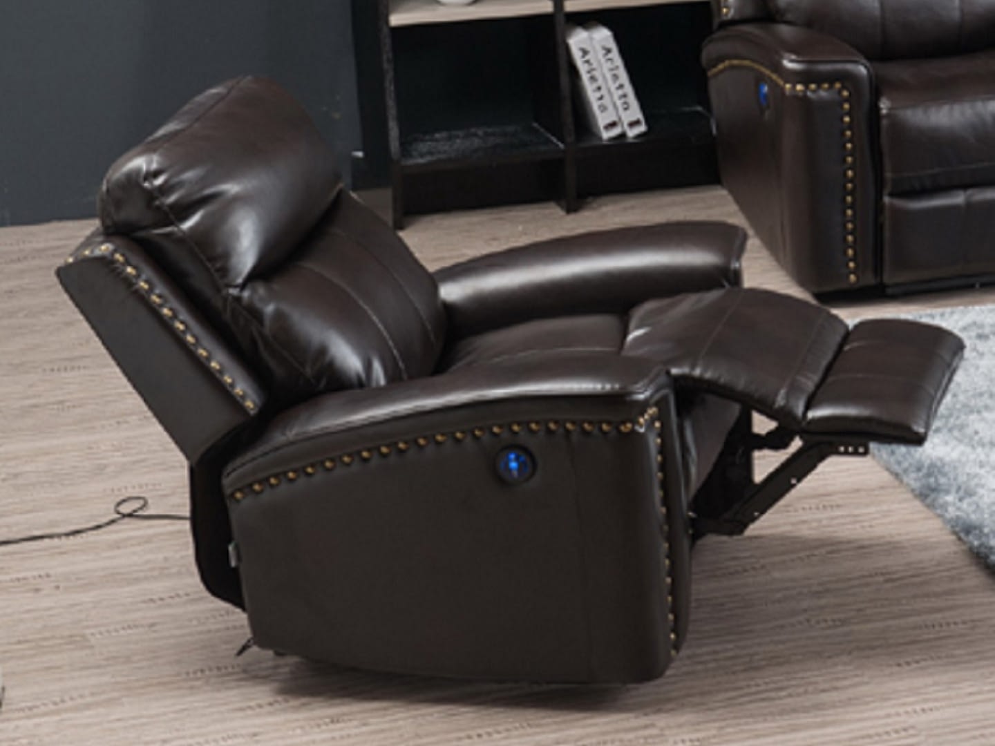 JEFFERSON Leather Recliner Chair - Open