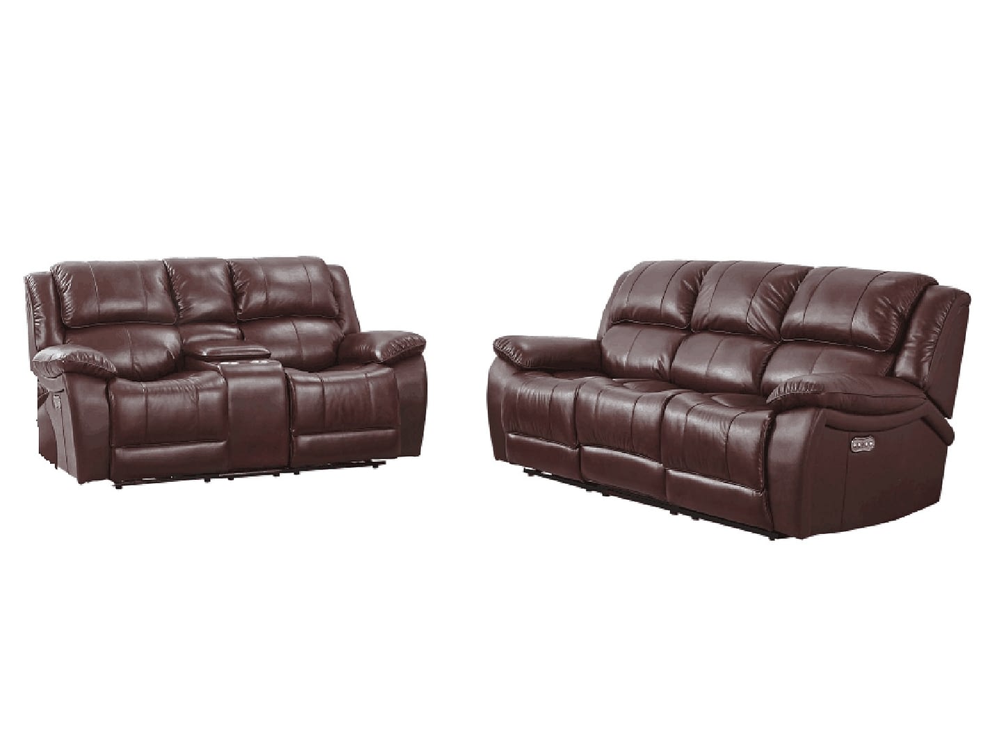 MONTCLARE Power Leather Reclining Sofa & Love-seat with Console