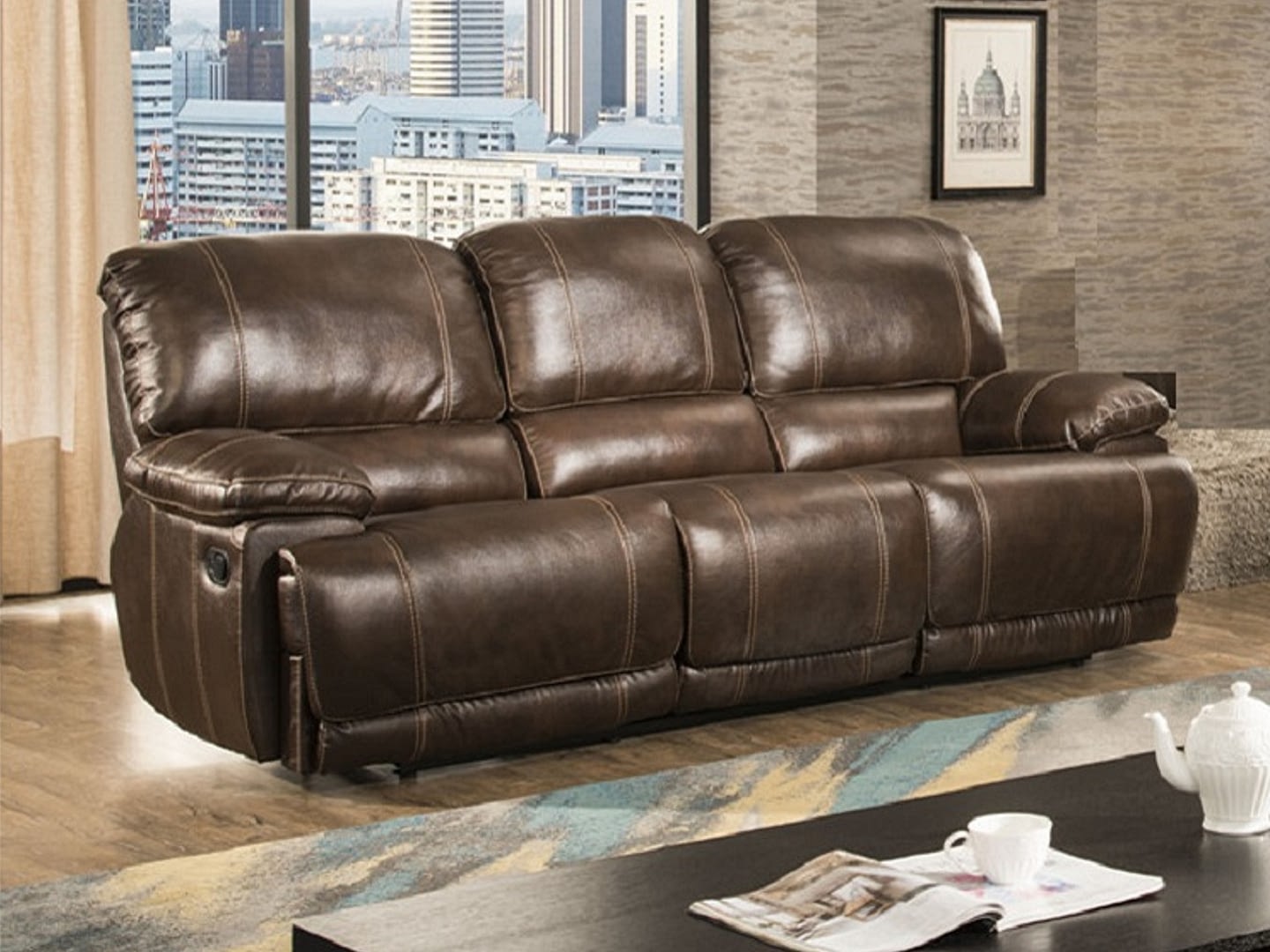EASLEY Leather Reclining Sofa