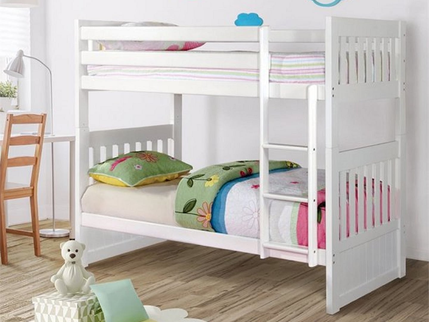 CRESCENT Twin over Twin Bunk Bed - White Look