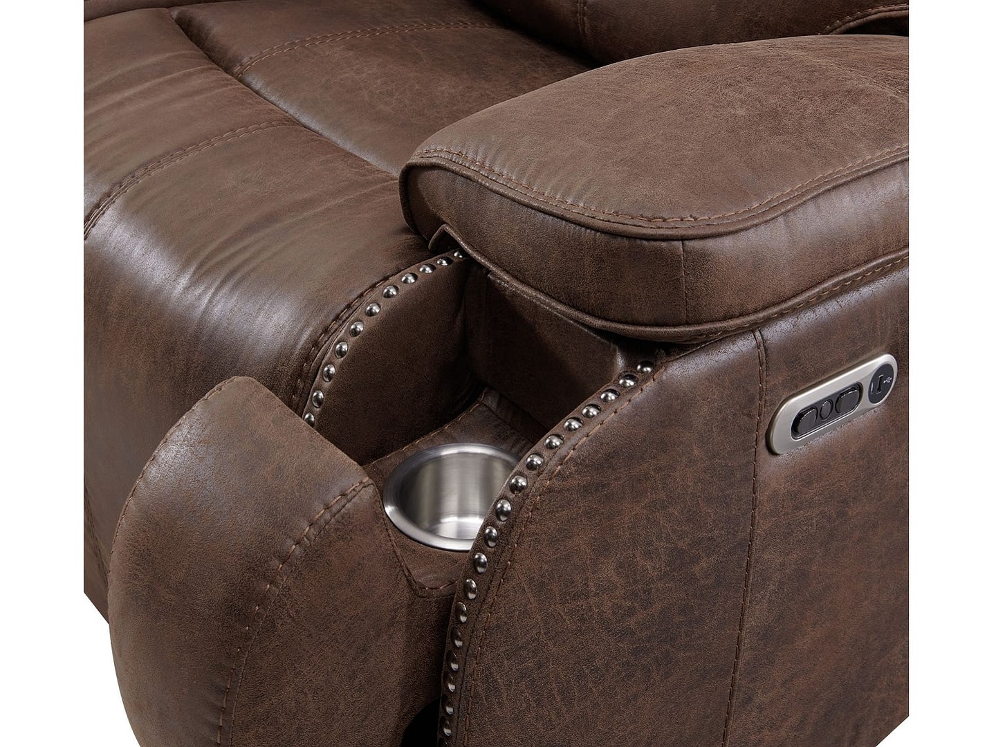 HARVEY Power Recliner Chair - Pull Out Cupholders Zoom