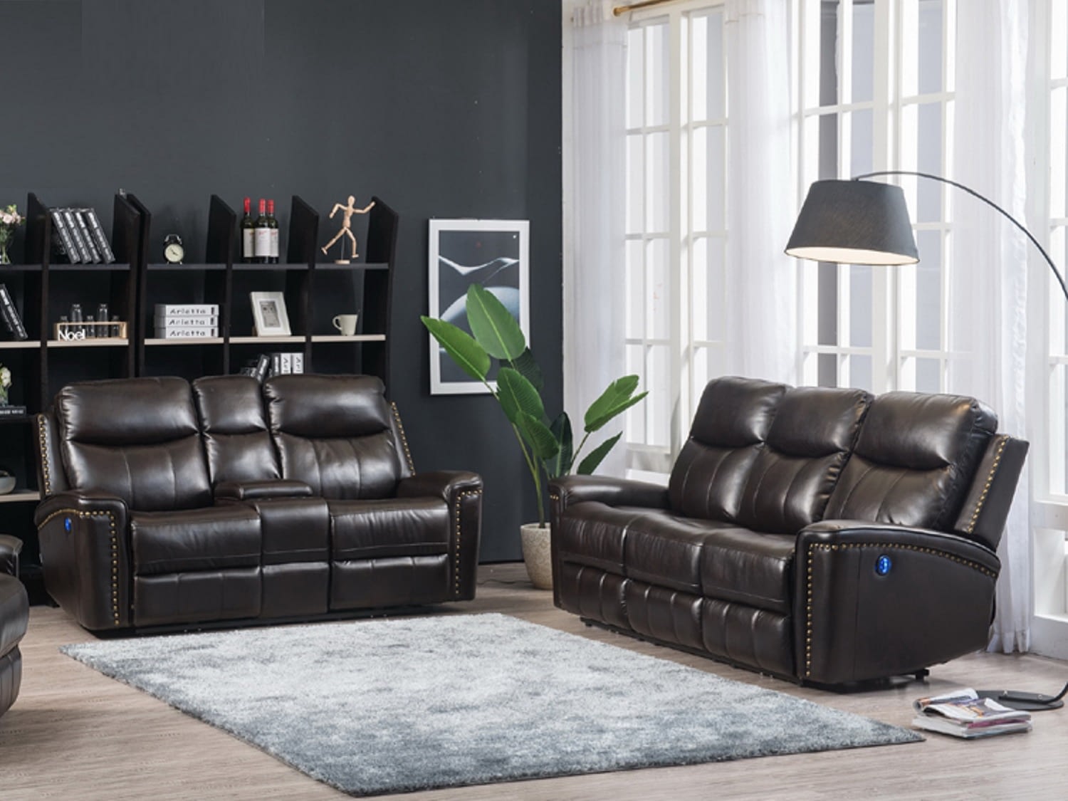 JEFFERSON Leather Reclining Sofa & Love-seat