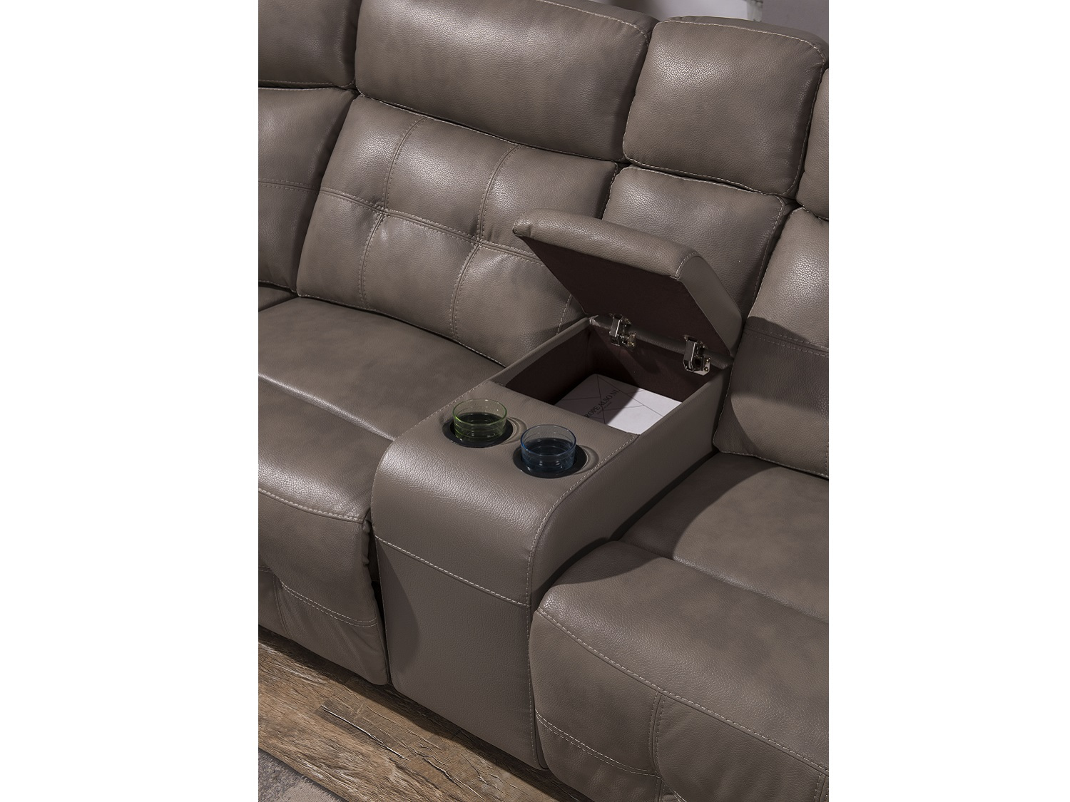 MOUNTOUR Leather Reclining Sectional - Console
