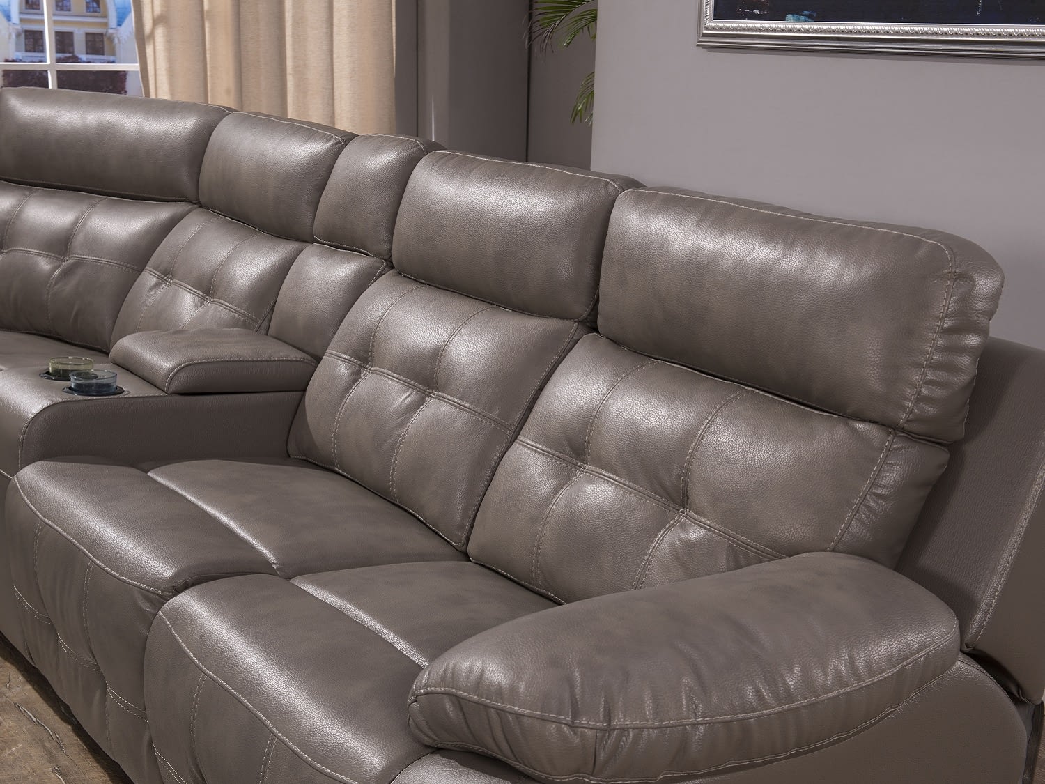 MOUNTOUR Leather Reclining Sectional - Seats