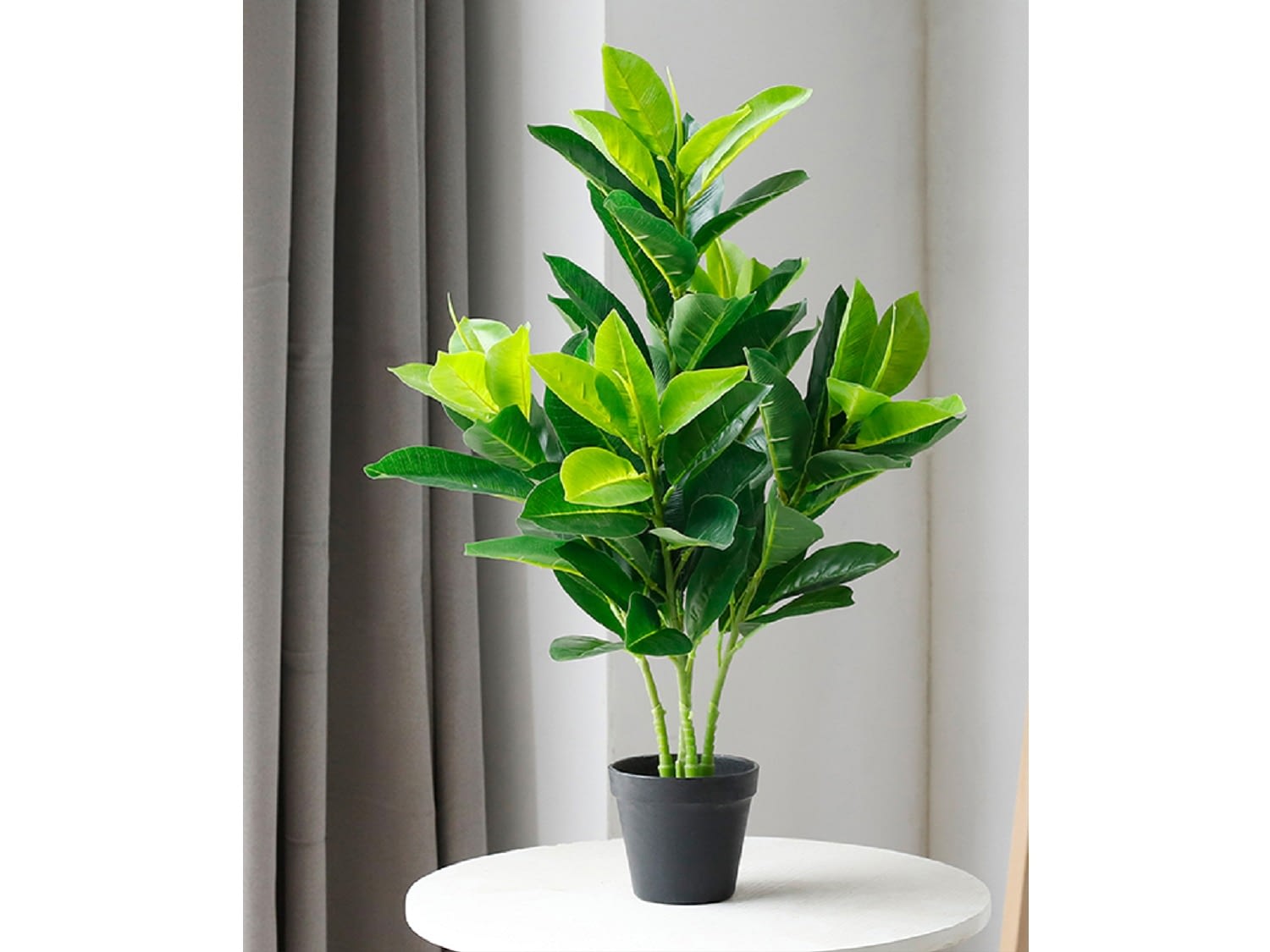 Artificial Green Rubber Fig Tree in Pot, 28 in