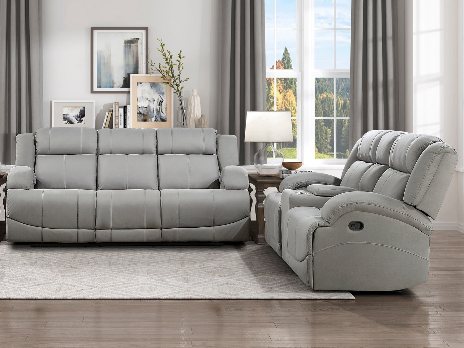QUINCY Reclining Sofa Loveseat with Console Closed