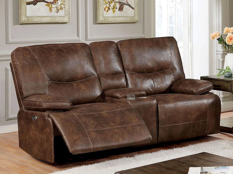 CEDRO Power Reclining Loveseat with Console & USB Outlet
