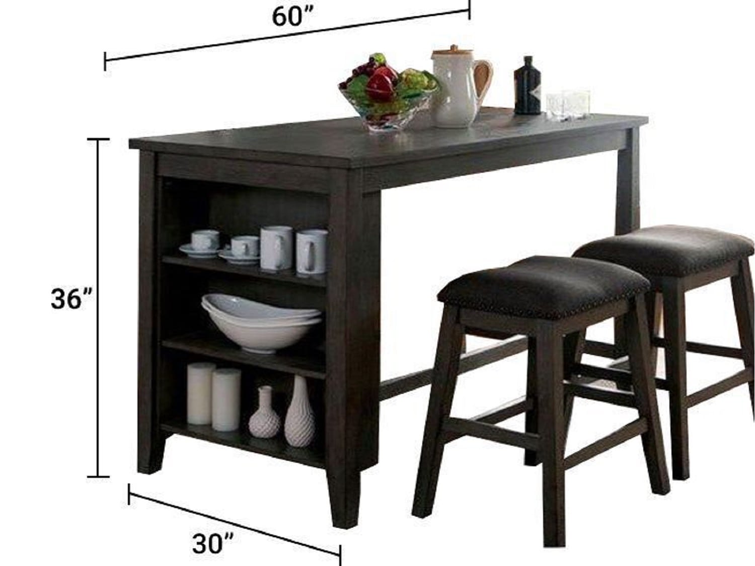 CARROLL Counter-Height Dining Table - Dimensions