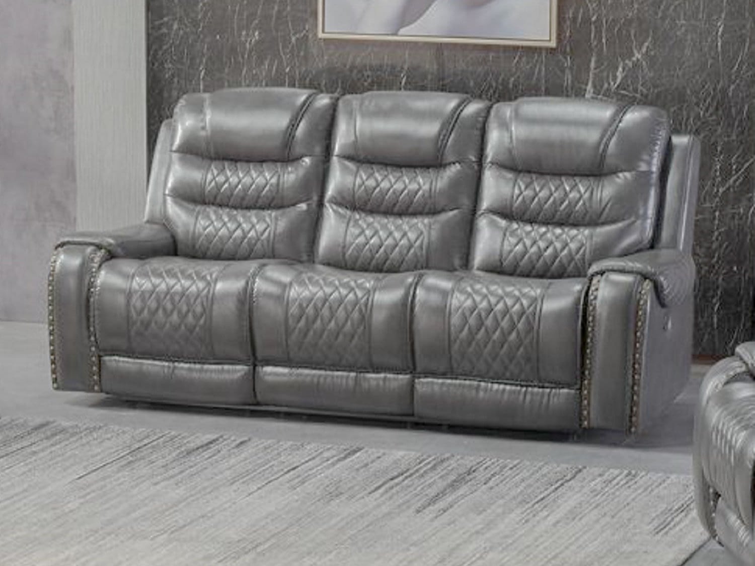 ENROSE Dual Power Leather Reclining Sofa