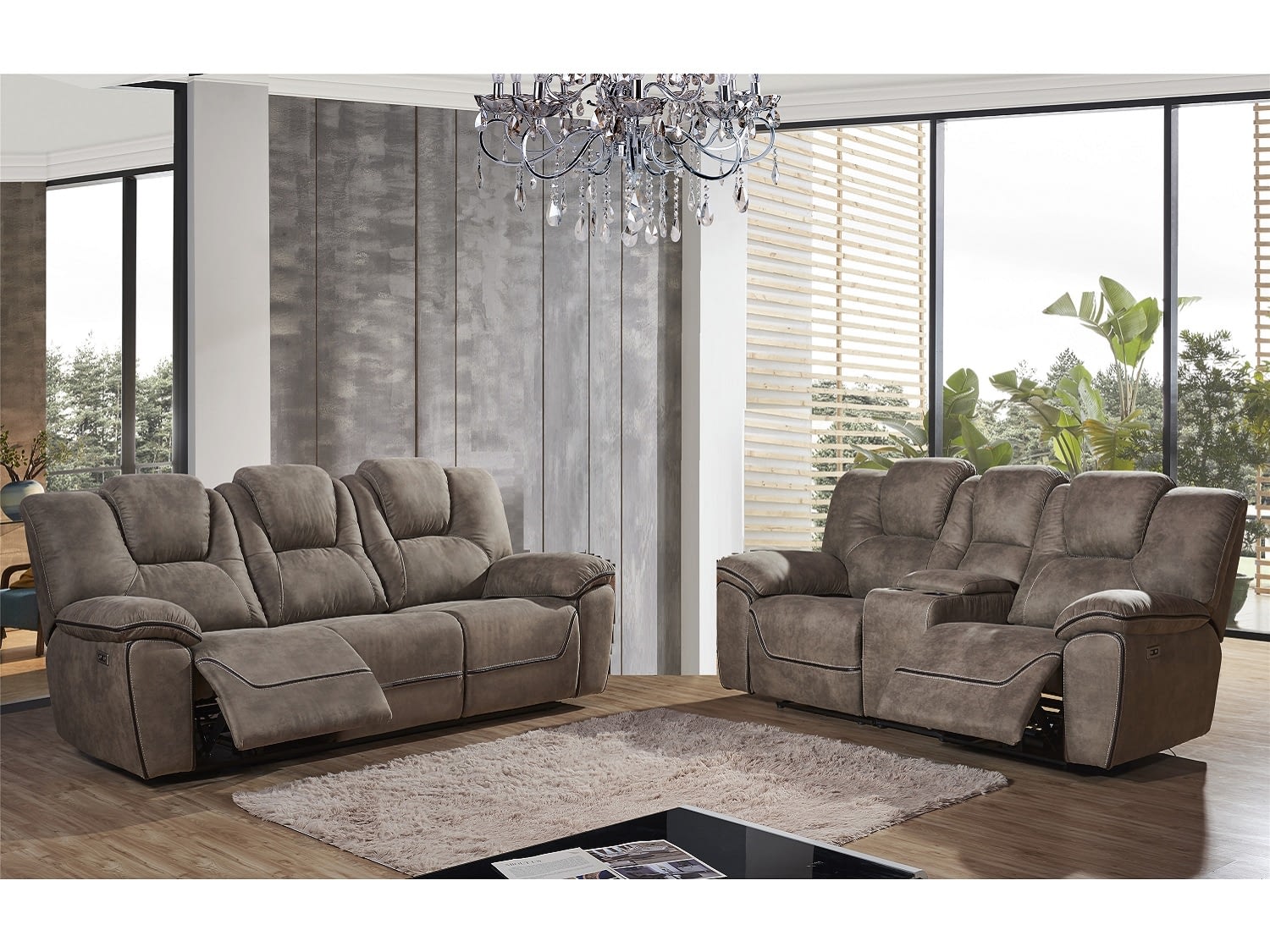 GALENA Power Reclining Sofa Loveseat with Console