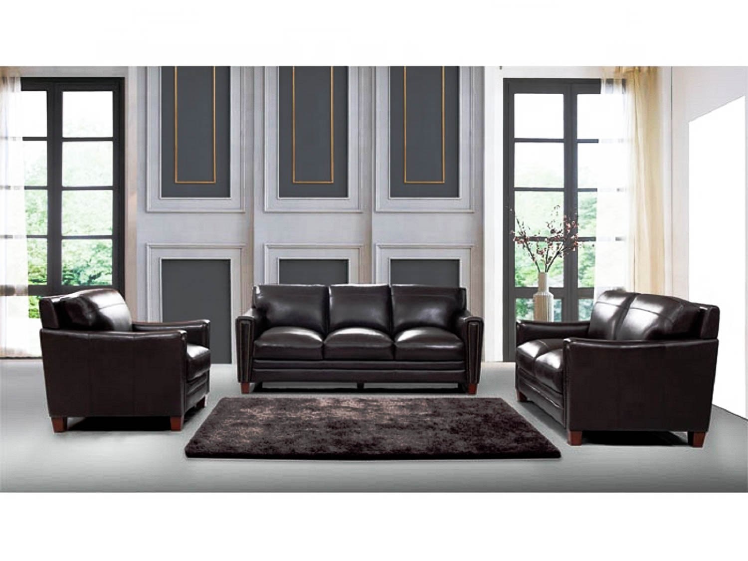 ZOLFO Leather Sofa, Loveseat & Armchair