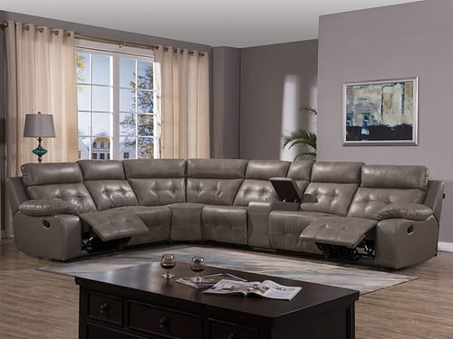 MOUNTOUR Leather Reclining Sectional - Open
